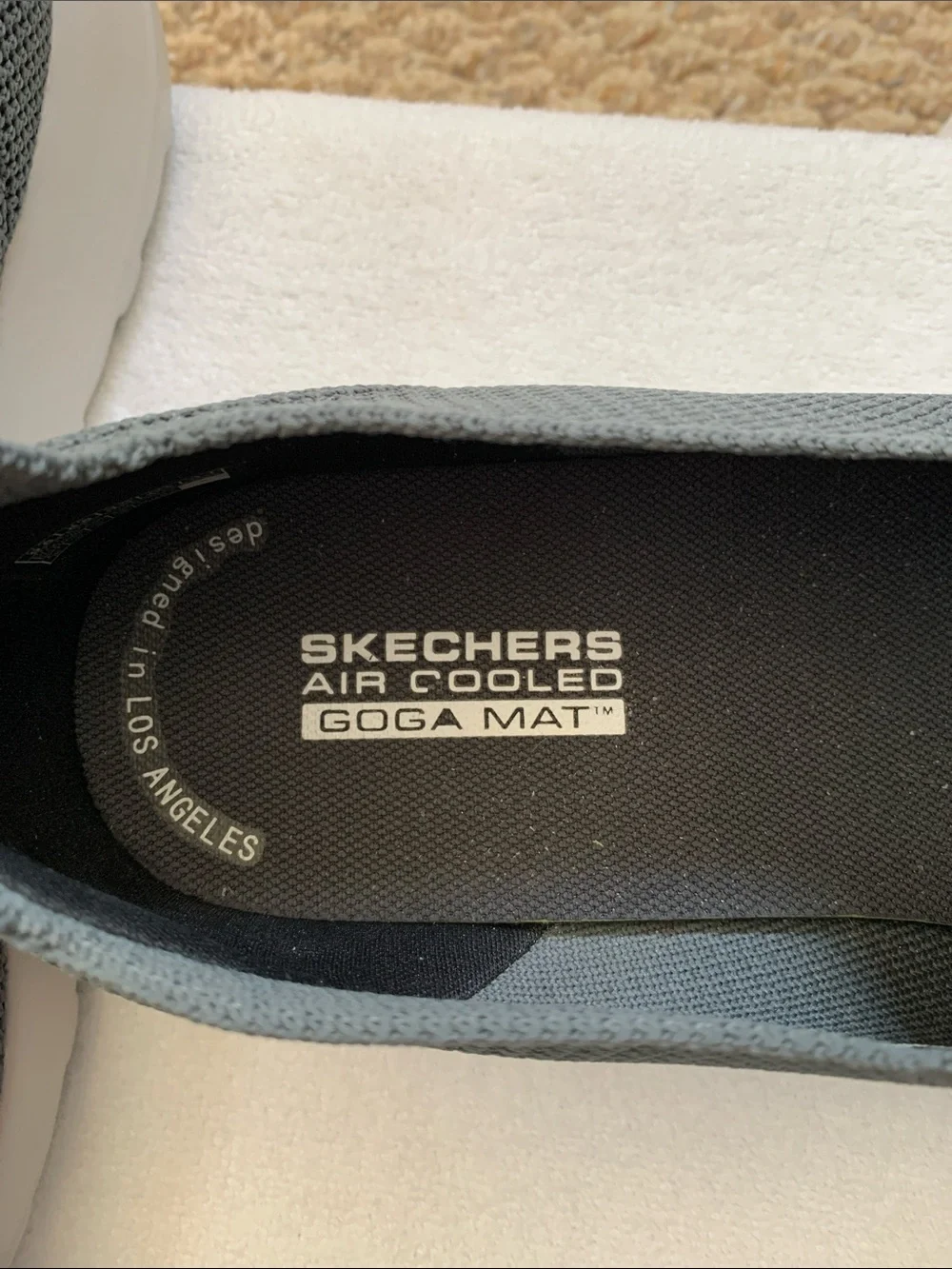 Skechers Men's Slip-On Mesh Loafers — Dark Gray with White Sole